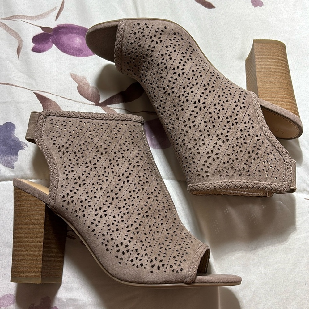 NWOT Lauren Conrad Peeptoe Ankle Heeled Boots